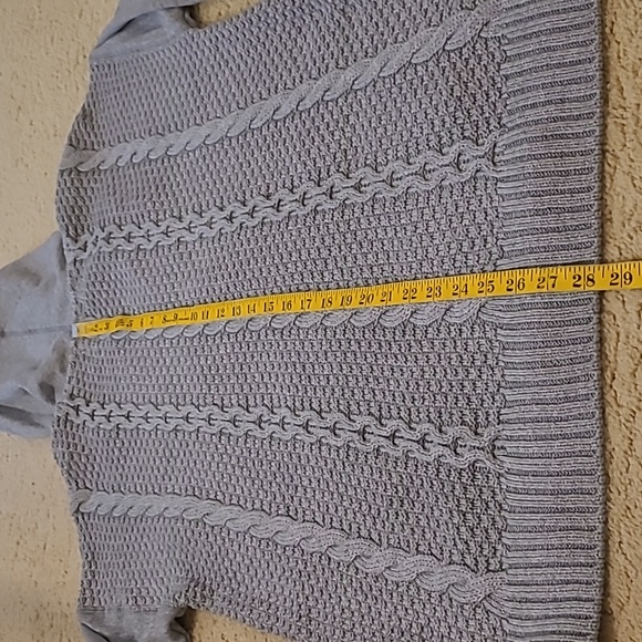 NWT Karl Lagerfeld Gray Hooded Sweater Jacket with Patches Size M - Picture 8 of 10